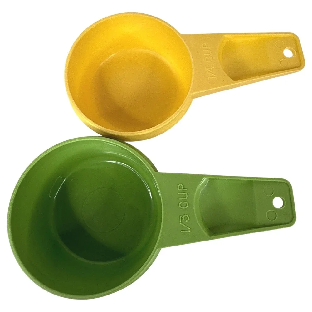 6 Tupperware Measuring Cups Apple Green Harvest Gold Vintage Nesting Set Yellow